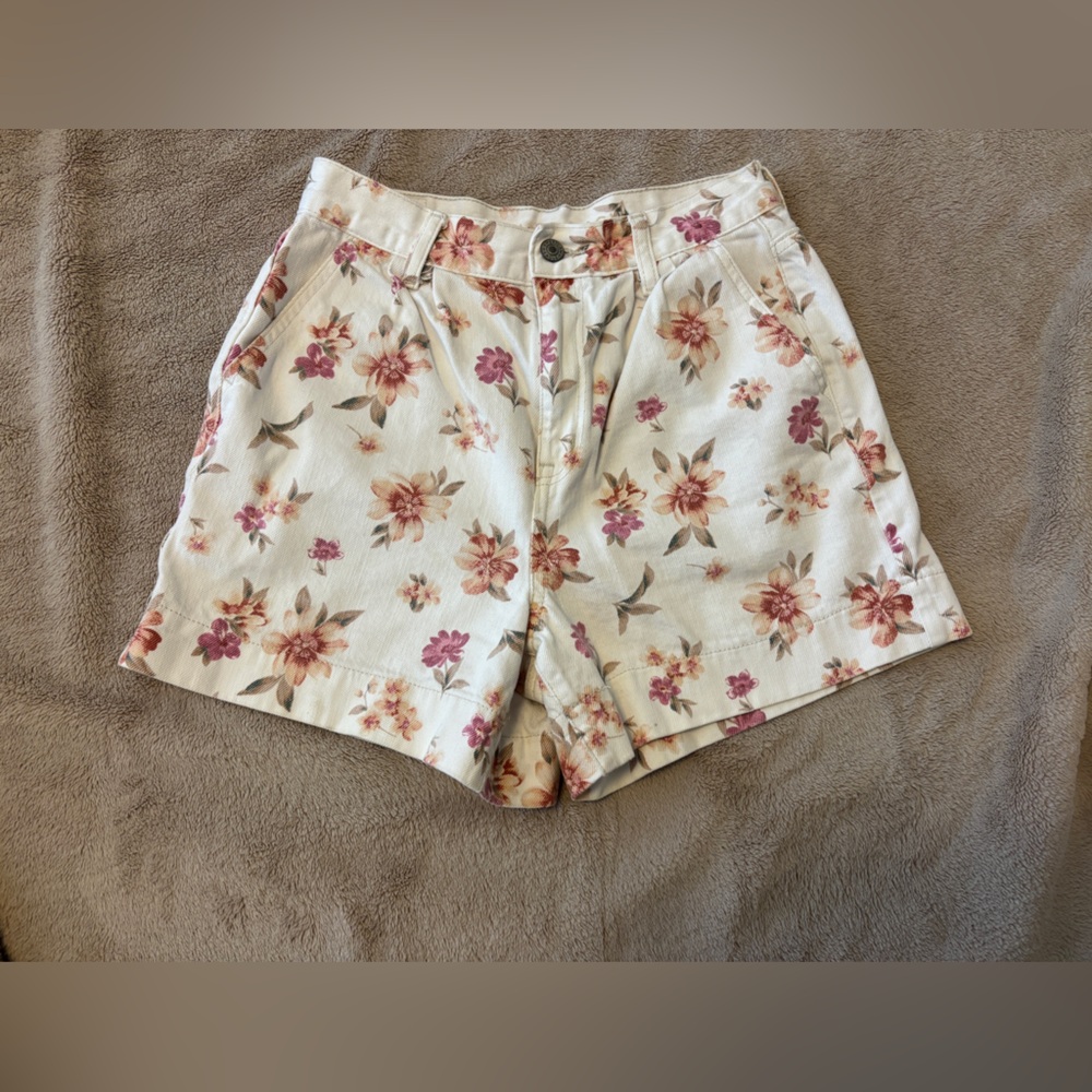 American Eagle Floral Denim Mom Shorts
